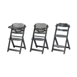 Chaise haute évolutive timba black avec coussin gris