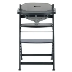 Chaise haute évolutive timba 2 mineral graphite avec coussin gris