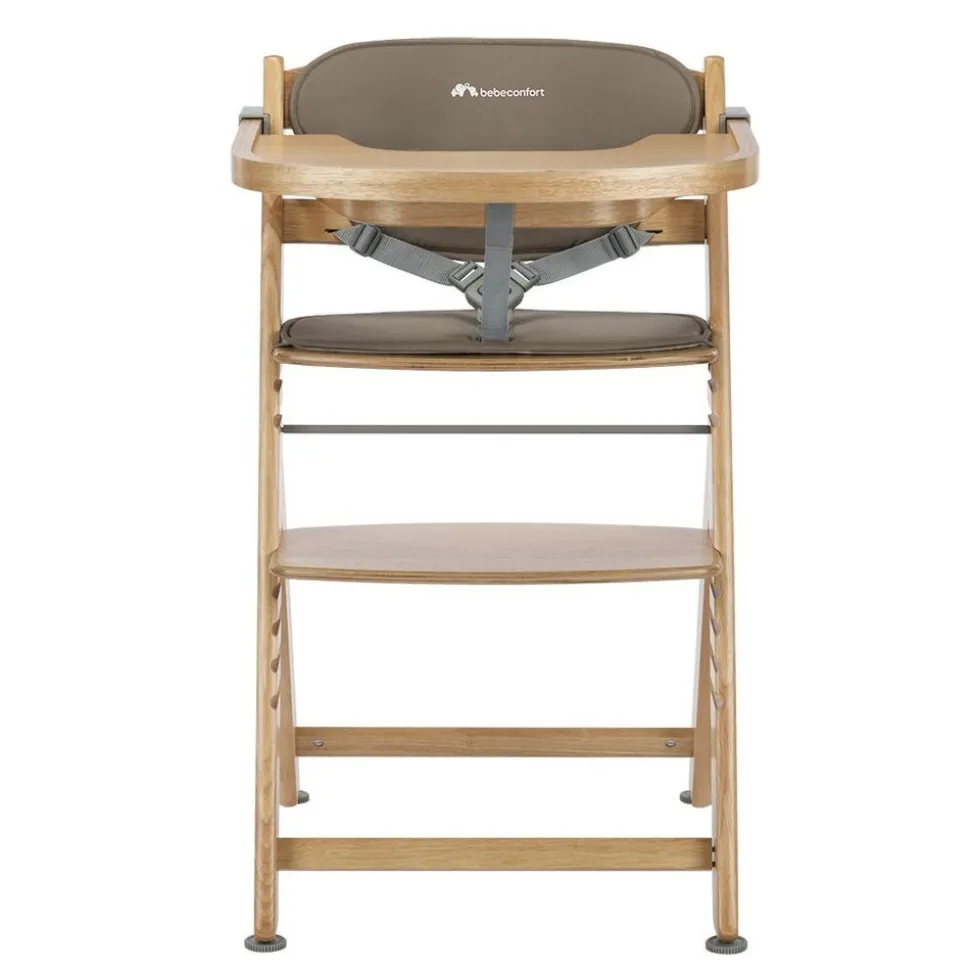 Chaise haute évolutive timba 2 wood avec coussin beige