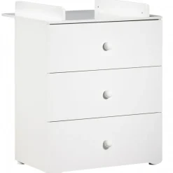 Chambre bébé duo lit bébé blanc 120x60 + commode à langer 3 tiroirs basic
