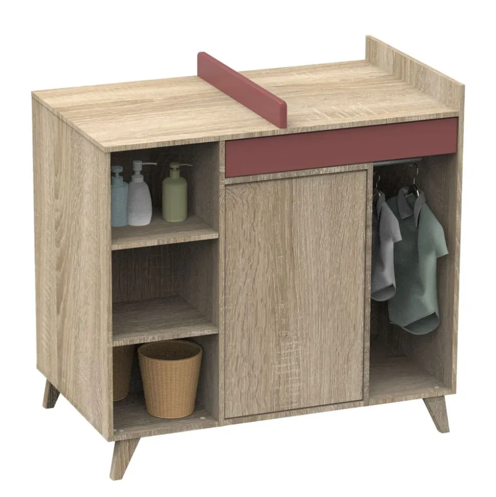Chambre bébé duo lit bébé 60x120 + commode nova rose canyon