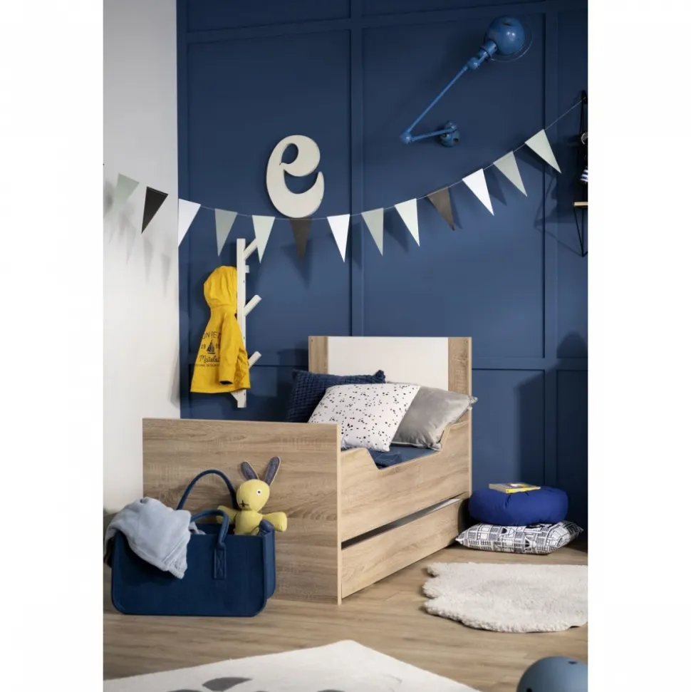 Chambre bébé duo lit + commode antonin bois et blanc