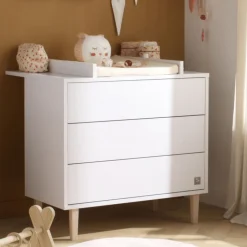 Chambre bébé duo lit 70x140cm + commode à langer wonder white