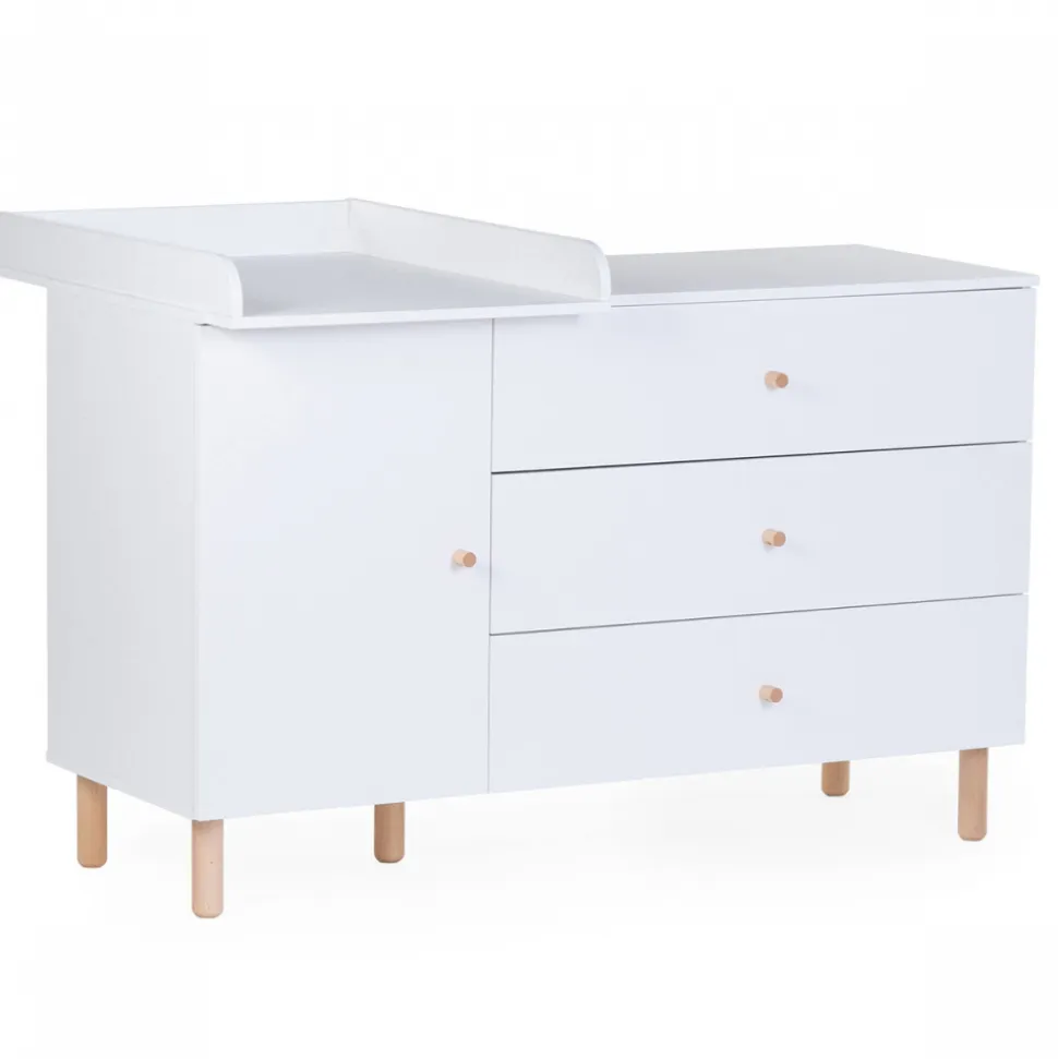 Chambre bébé duo lit 70x140cm + commode à langer wonder white