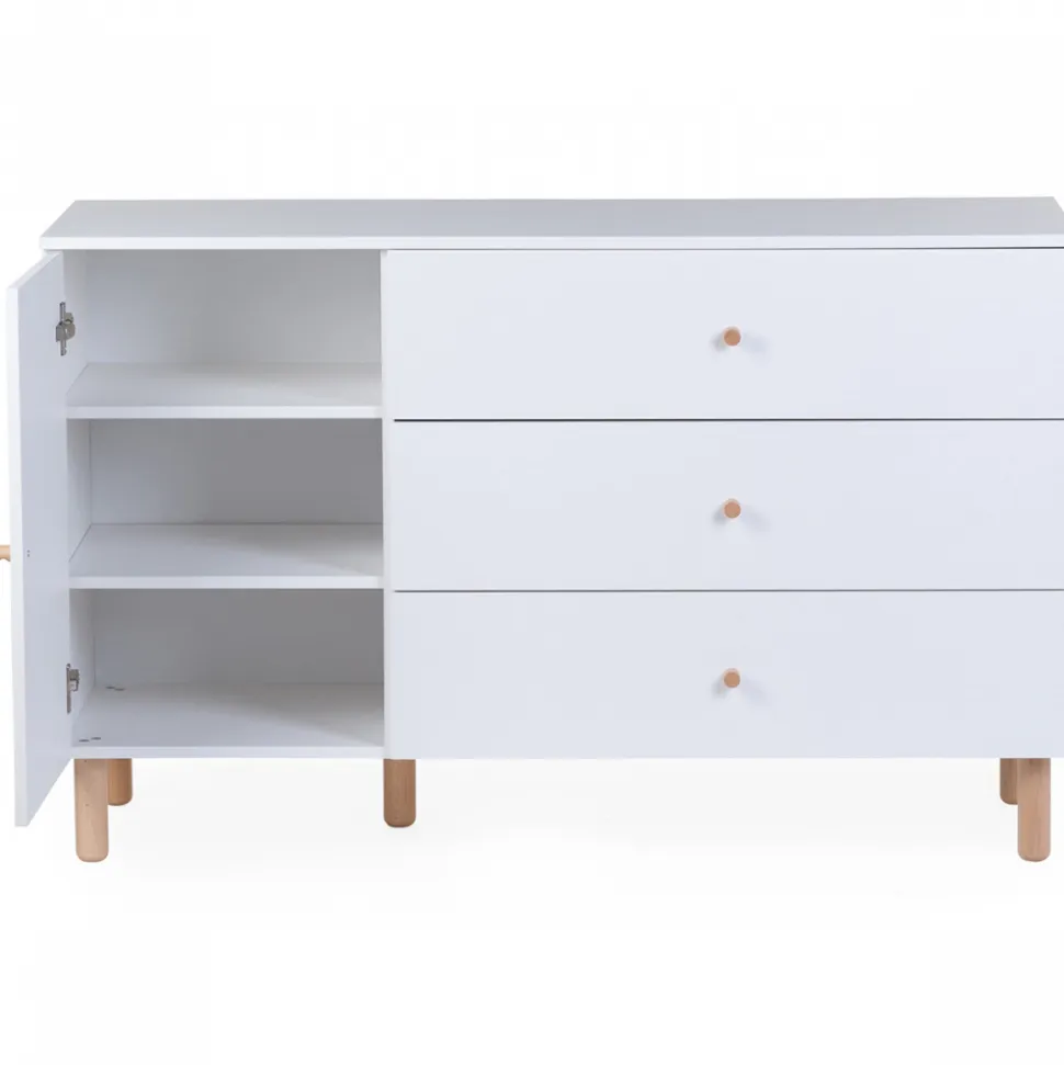 Chambre bébé duo lit 70x140cm + commode à langer wonder white