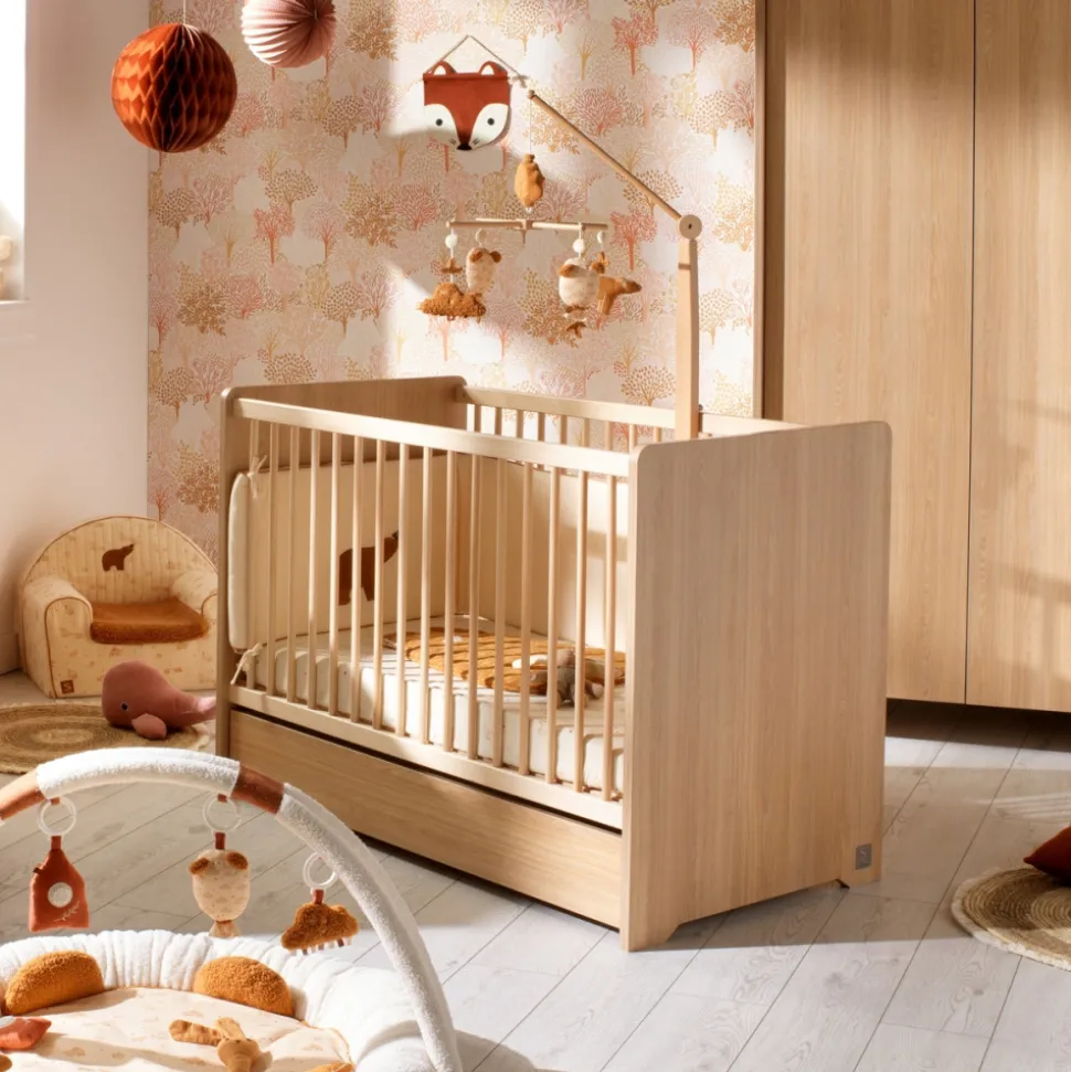 Chambre bébé duo lit 60x120cm + commode cannelle