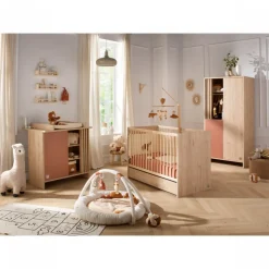 Chambre bébé duo lit 70x140cm + commode terracotta tokyo