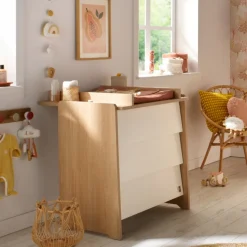 Chambre bébé duo lit 60x120cm + commode vanille
