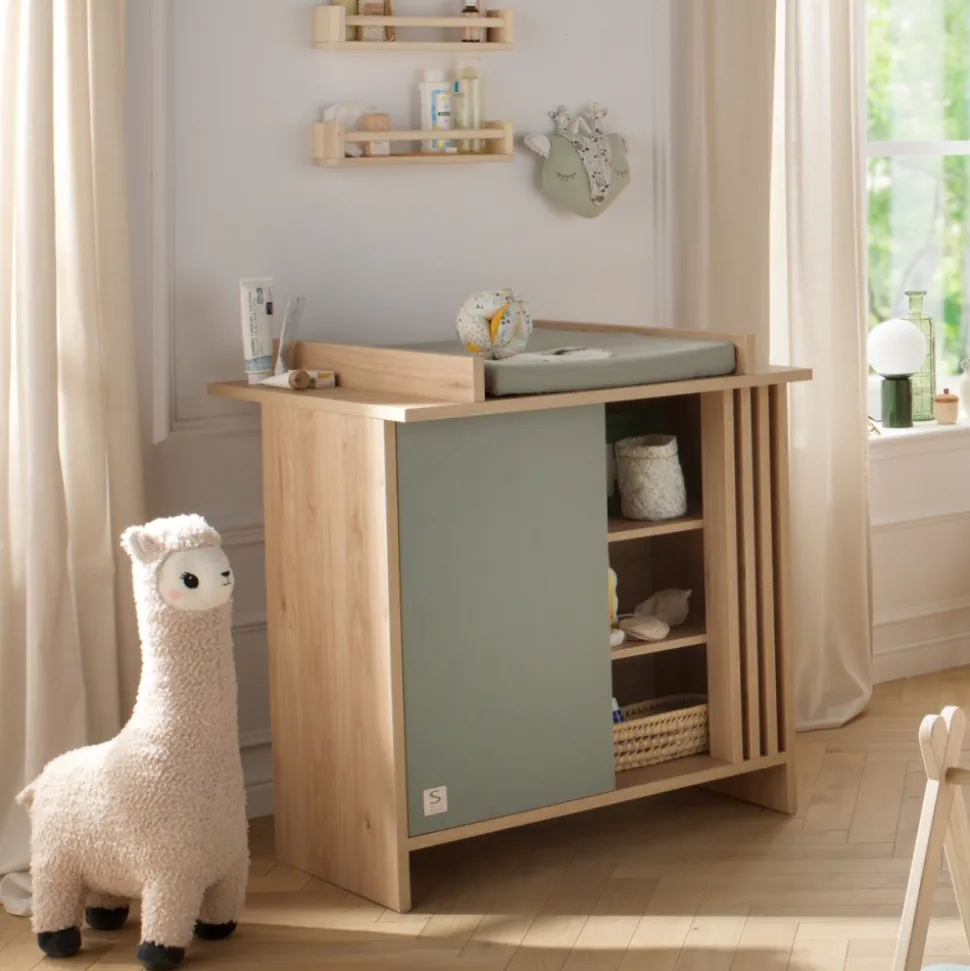 Chambre bébé duo lit 70x140cm + commode sauge tokyo