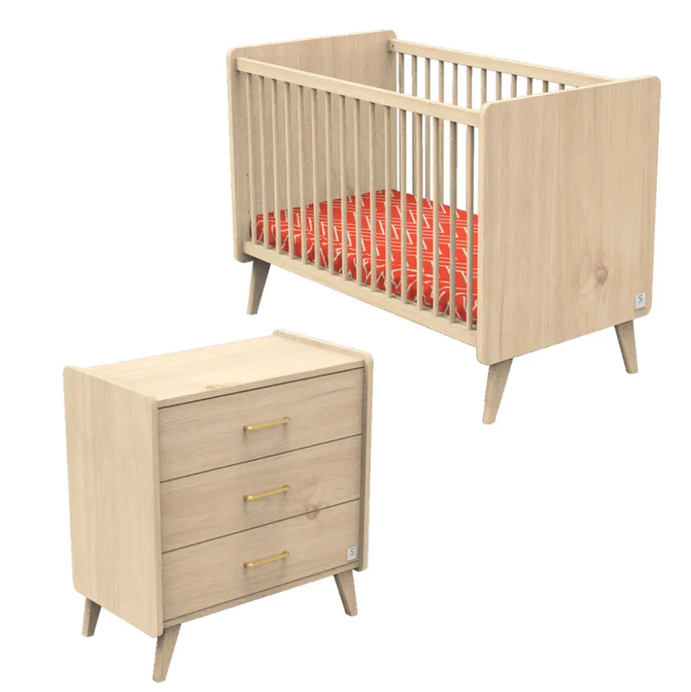 Chambre bébé duo lit 60x120cm + commode arty