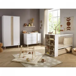 Chambre bébé duo lit 60x120cm transformable + commode 3 tiroirs 1 porte paloma