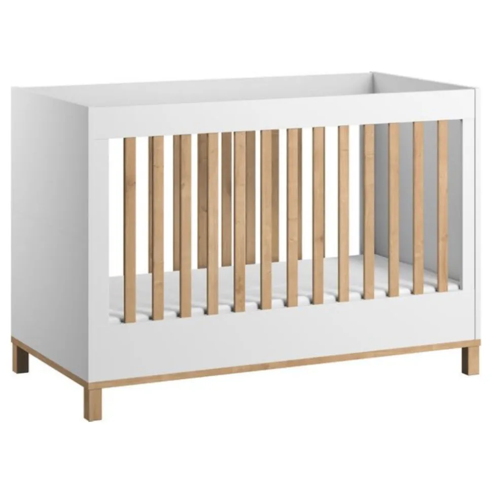 Chambre bébé duo lit 60x120 + commode blanc leaf