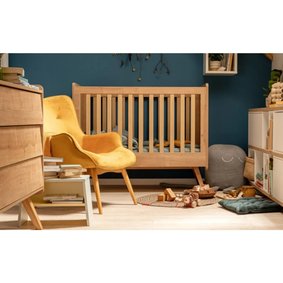 Chambre bébé duo lit 70x140 + commode bois - collection vintage