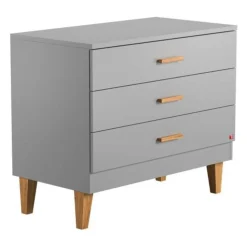 Chambre bébé duo lit 70x140 + commode gris clair et bois lounge