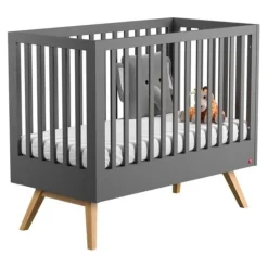 Chambre bébé duo lit 60x120 + commode grise nature