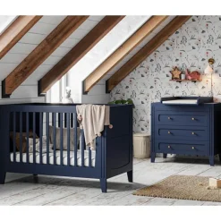 Chambre bébé duo lit 70x140 + commode indigo milenne