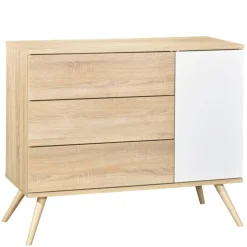 Chambre bébé duo lit 70x140 + commode seventies bois