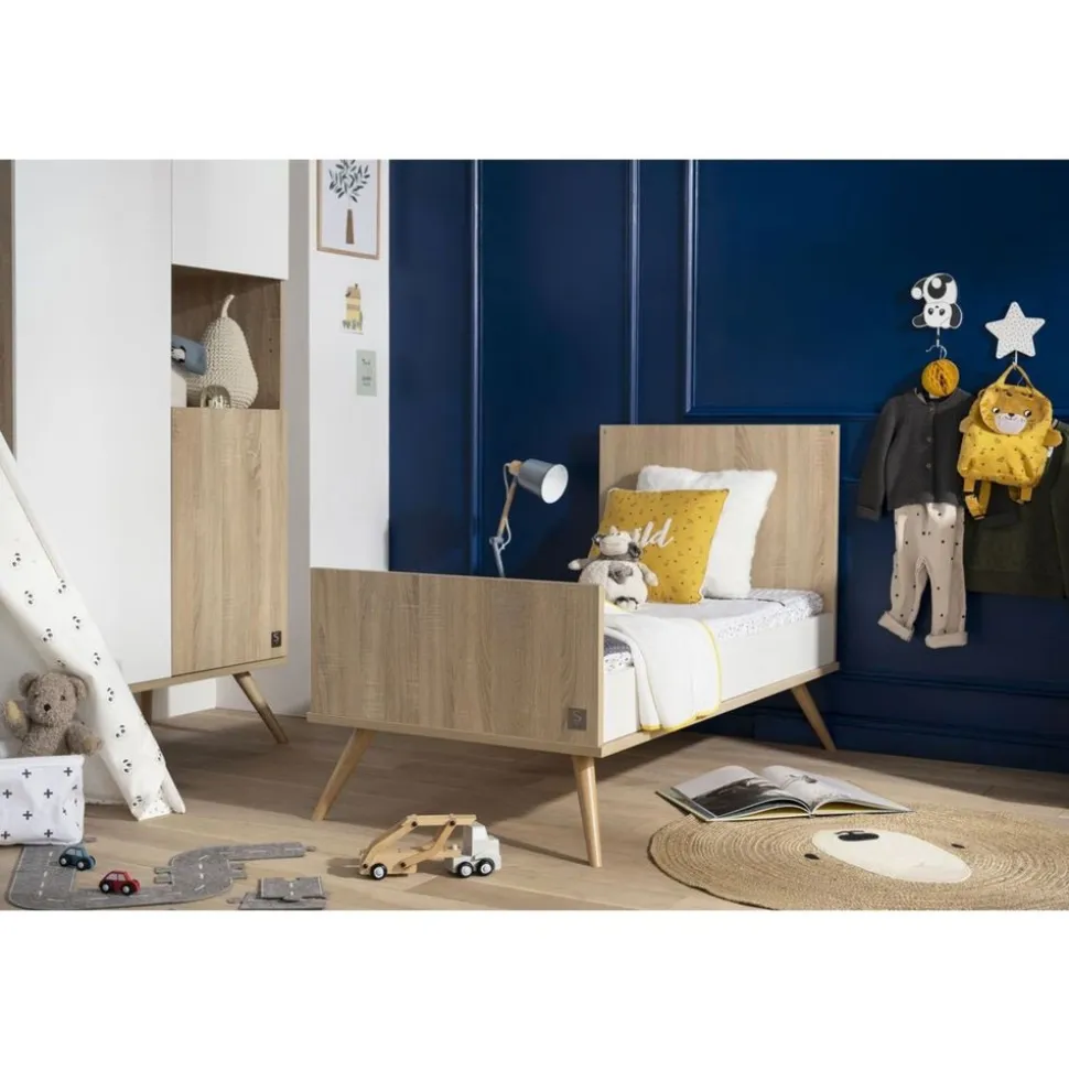 Chambre bébé duo lit 70x140 + commode seventies blanc