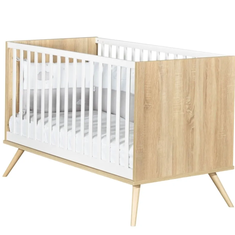 Chambre bébé duo lit 70x140 + commode seventies blanc