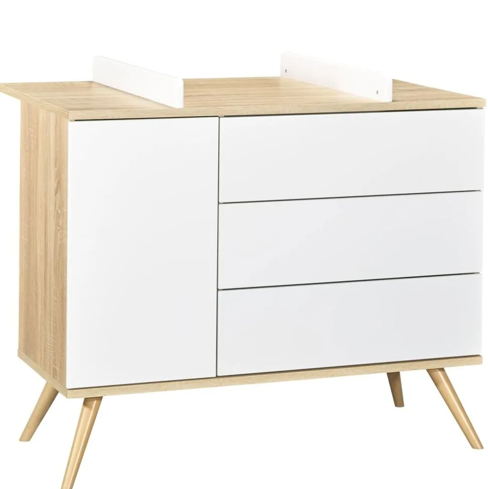 Chambre bébé duo lit 70x140 + commode seventies blanc