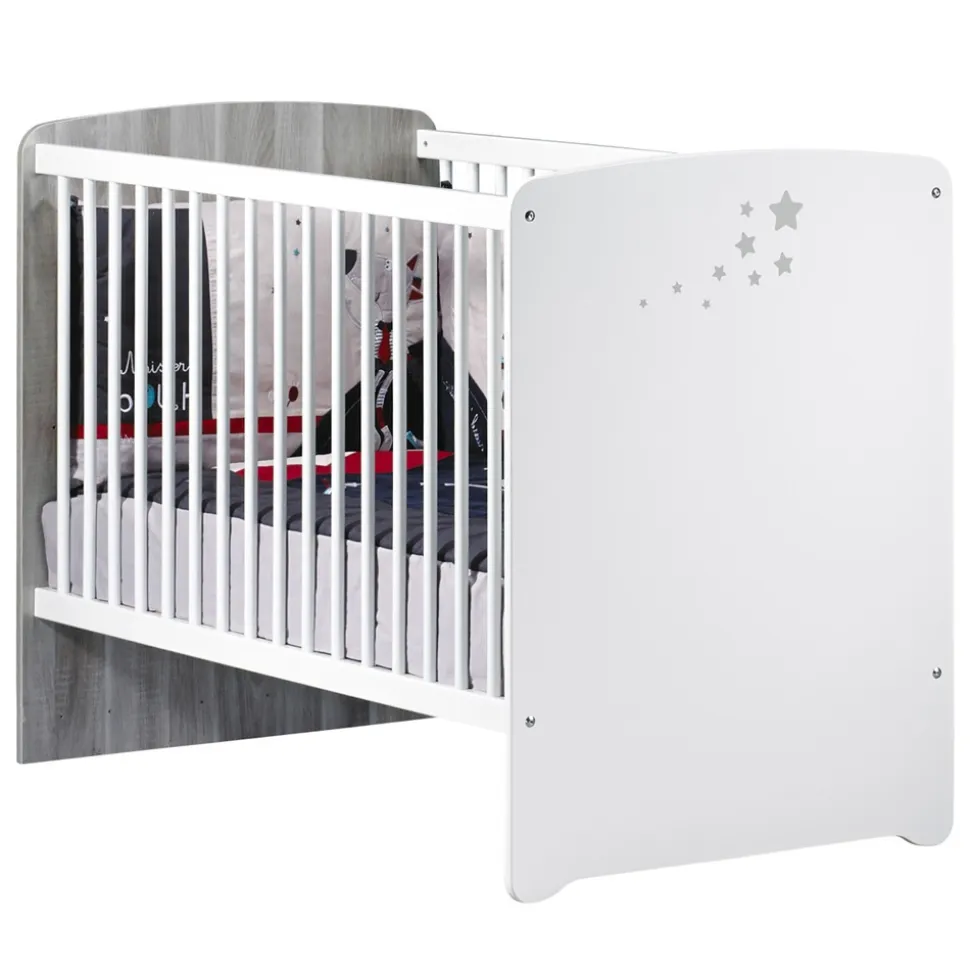 Chambre bébé duo lit 120x60 + commode 2 tiroirs et une niche nao