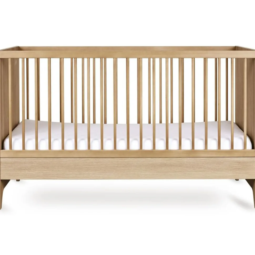 Chambre bébé duo tsugi lit évolutif 70 x 140 cm avec commode et plan à langer honey ash