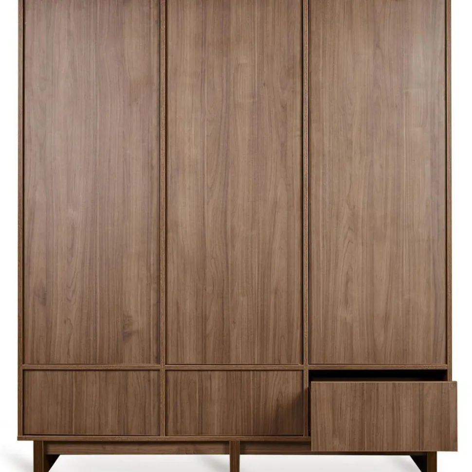 Chambre bébé trio kyo lit 70 x 140 cm + armoire xl + commode avec plan à langer - walnut