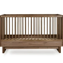 Chambre bébé trio kyo lit 70 x 140 cm + armoire xl + commode avec plan à langer - walnut