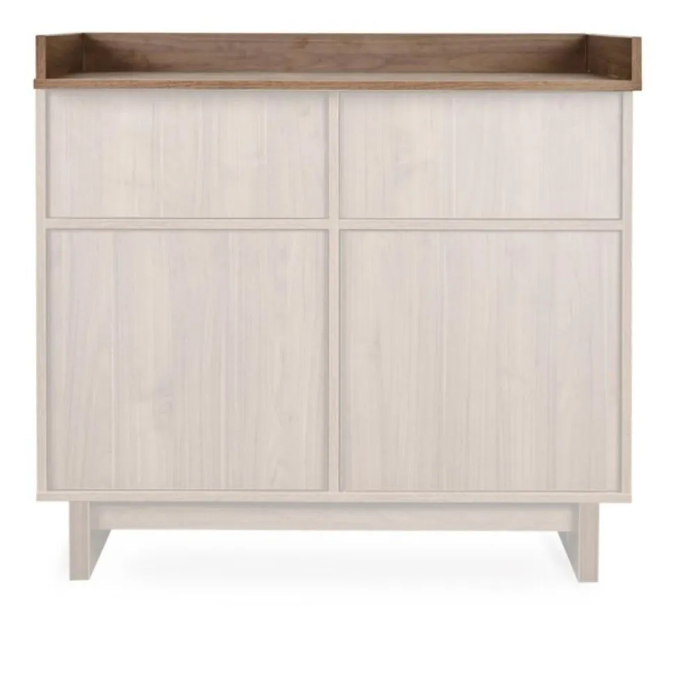 Chambre bébé trio kyo lit 70 x 140 cm + armoire xl + commode avec plan à langer - walnut
