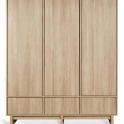 Chambre bébé trio kyo lit 70 x 140 cm + armoire xl + commode avec plan à langer - honey ash