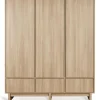 Chambre bébé trio kyo lit 70 x 120 cm + armoire xl + commode xl avec plan à langer - honey ash