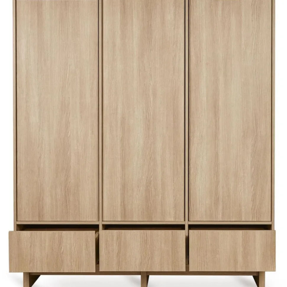Chambre bébé trio kyo lit 70 x 120 cm + armoire xl + commode xl avec plan à langer - honey ash