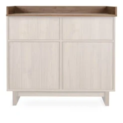 Chambre bébé trio kyo lit 70 x 120 cm + armoire xl + commode avec plan à langer - walnut