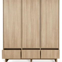 Chambre bébé trio kyo lit 70 x 120 cm + armoire xl + commode avec plan à langer - honey ash