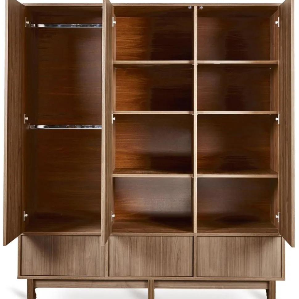 Chambre bébé trio kyo lit 70 x 120 cm + armoire xl + commode xl avec plan à langer - walnut