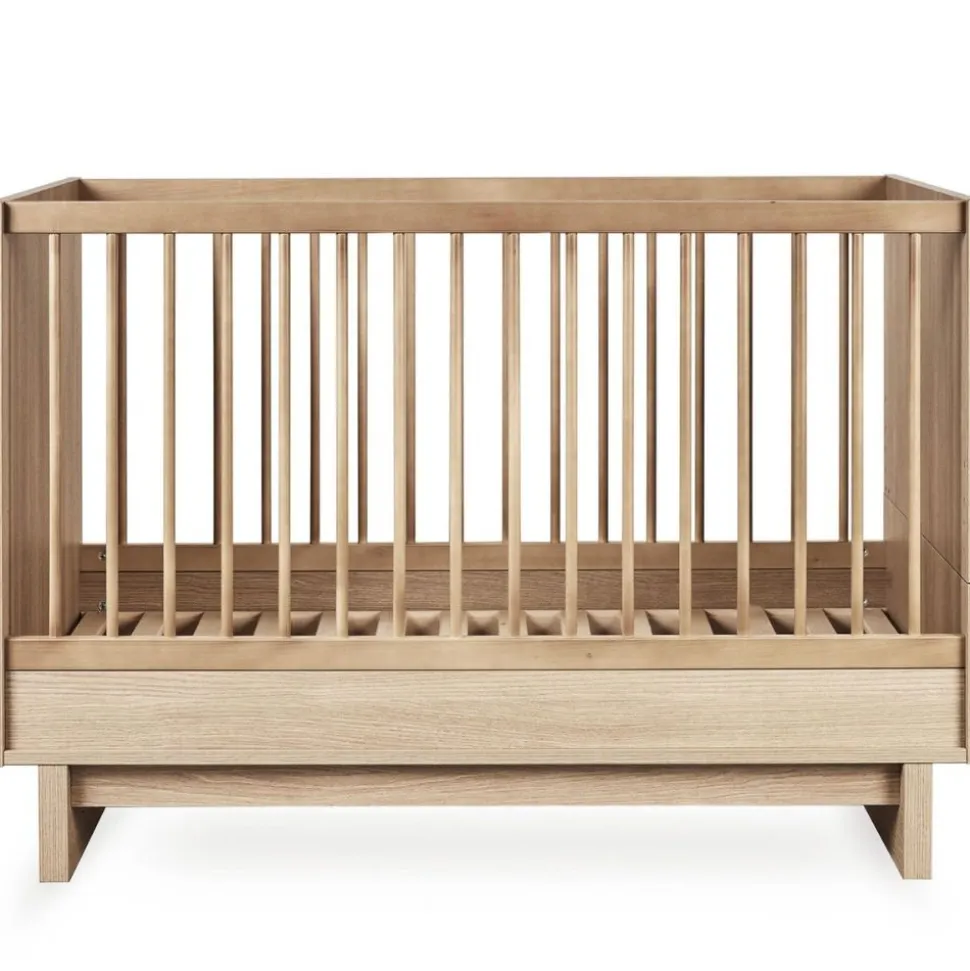 Chambre bébé trio kyo lit 70 x 120 cm + armoire + commode xl avec plan à langer - honey ash