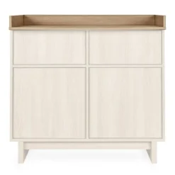 Chambre bébé trio kyo lit 70 x 120 cm + armoire + commode xl avec plan à langer - honey ash