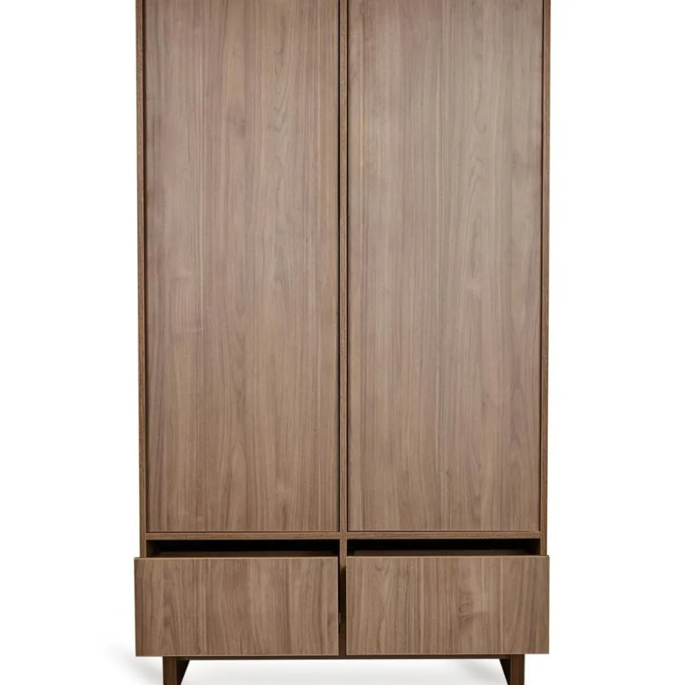 Chambre bébé trio kyo lit 70 x 120 cm + armoire + commode xl avec plan à langer - walnut