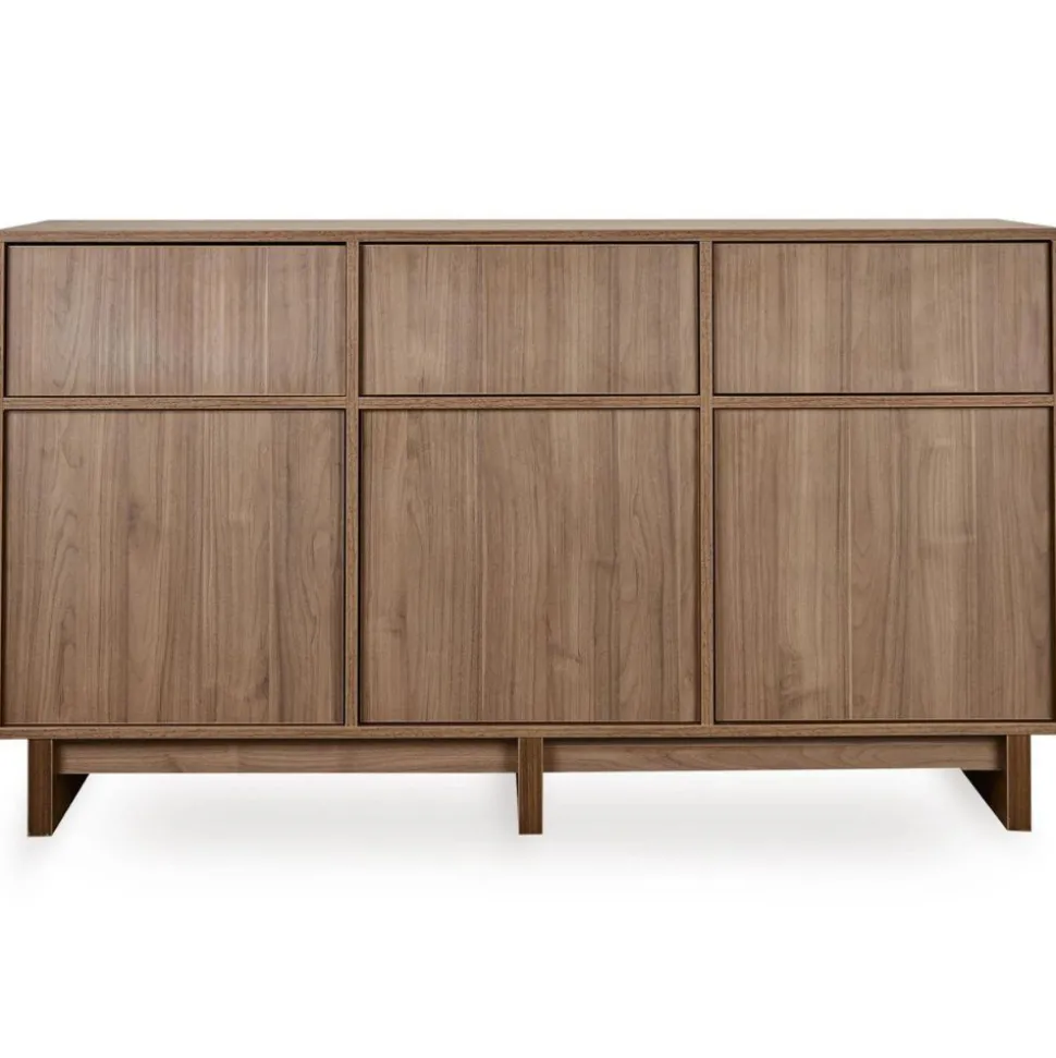 Chambre bébé trio kyo lit 70 x 120 cm + armoire + commode xl avec plan à langer - walnut