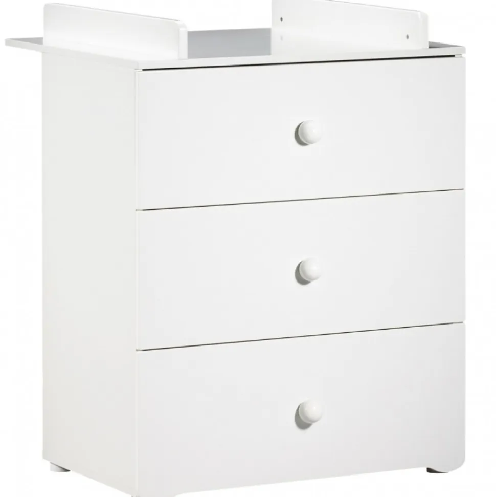Chambre bébé trio lit bébé blanc 120x60 + commode à langer 3 tiroirs + armoire 2 portes basic blanc
