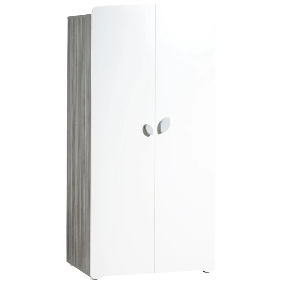 Chambre bébé trio lit bébé 120x60 + commode à langer 2 tiroirs et une niche + armoire 2 portes leaf