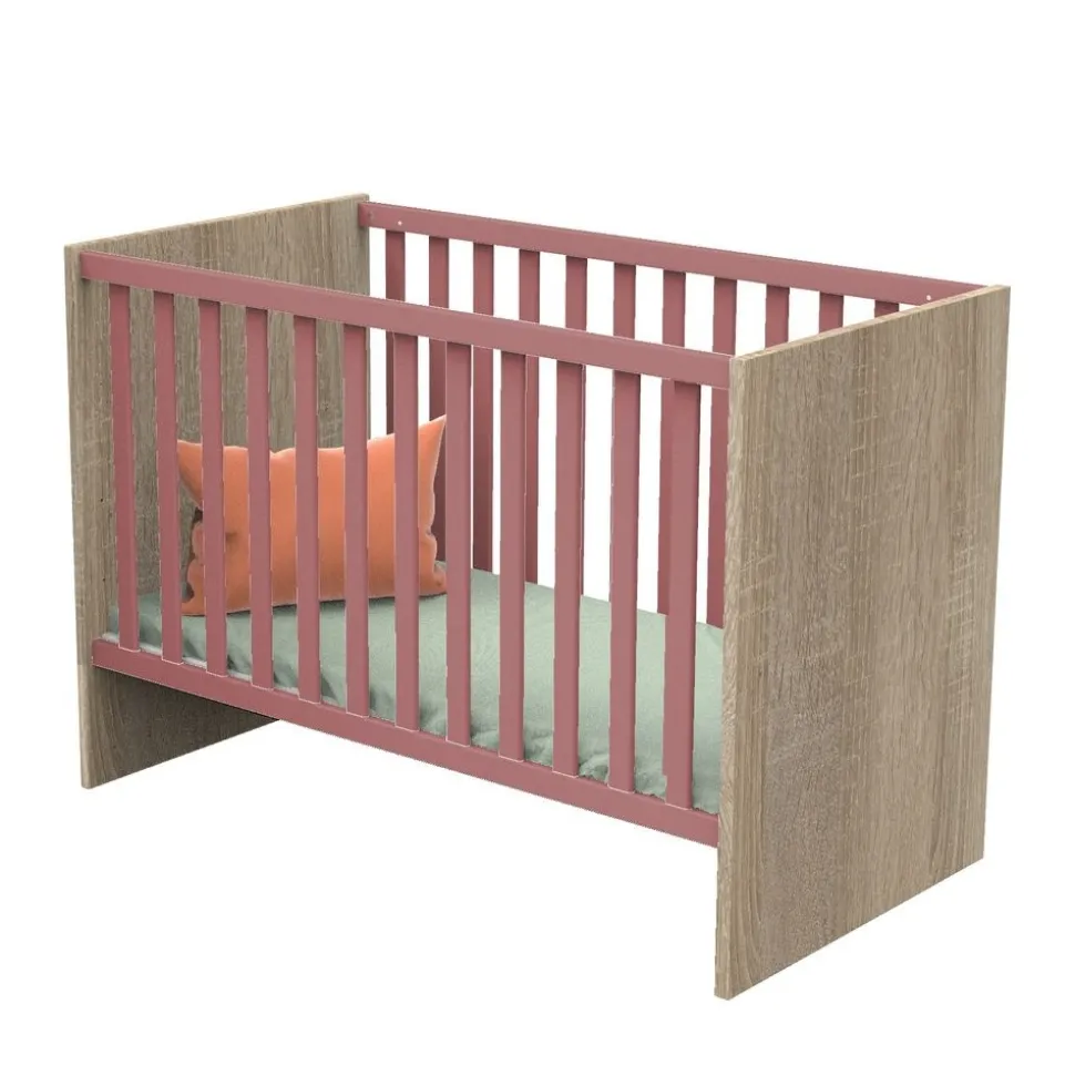Chambre bébé trio lit bébé 60x120 + commode+armoire nova rose canyon