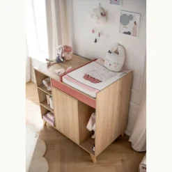 Chambre bébé trio lit bébé 60x120 + commode+armoire nova rose canyon