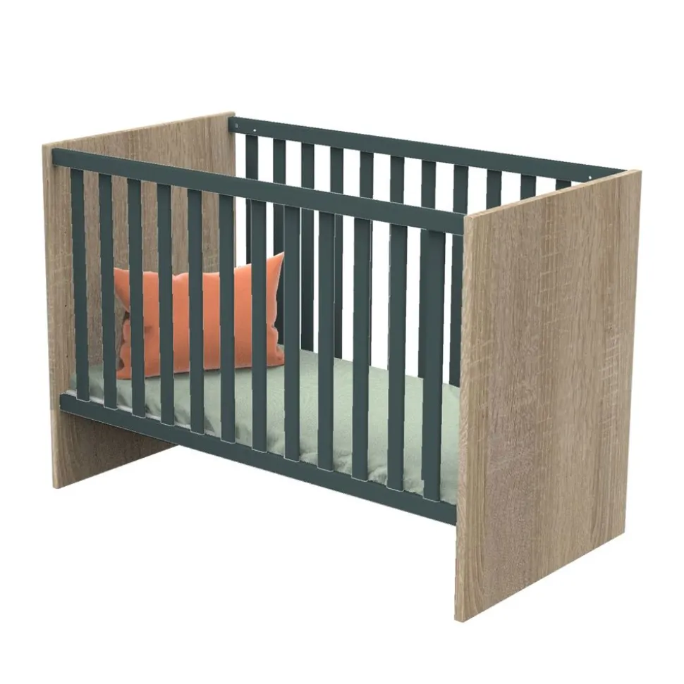 Chambre bébé trio lit bébé 60x120 + commode+armoire nova gris volcan
