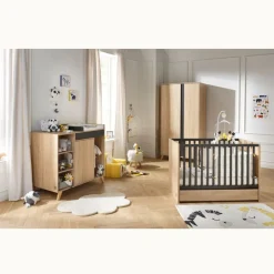 Chambre bébé trio lit bébé 60x120 + commode+armoire nova gris volcan