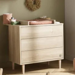Chambre bébé trio lit + commode 3 tiroirs + armoire paloma bois