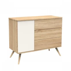 Chambre bébé trio lit 70x140cm bois + commode + armoire vanille seventies