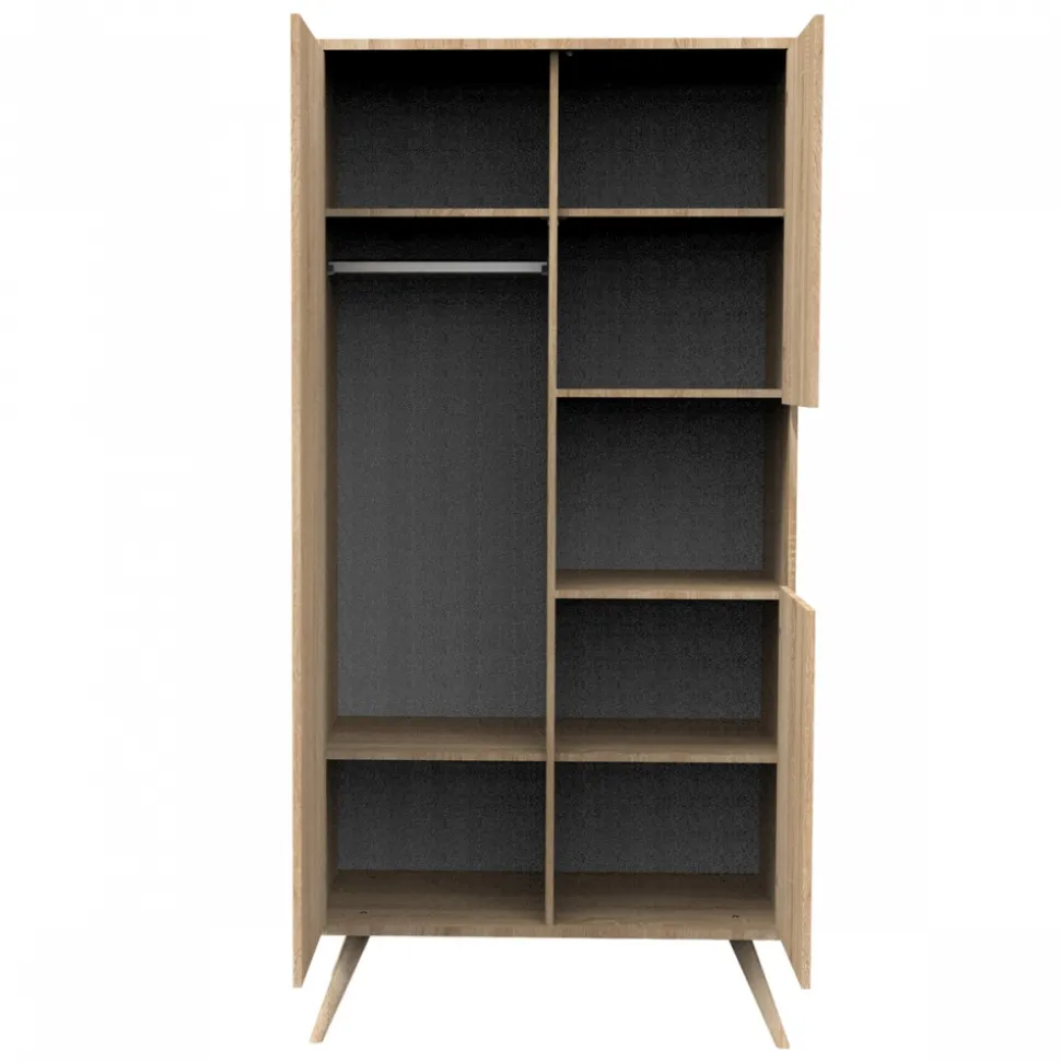 Chambre bébé trio lit 70x140cm bois + commode + armoire vanille seventies