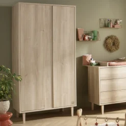 Chambre bébé trio lit 60x120cm + commode 3 tiroirs + armoire paloma bois