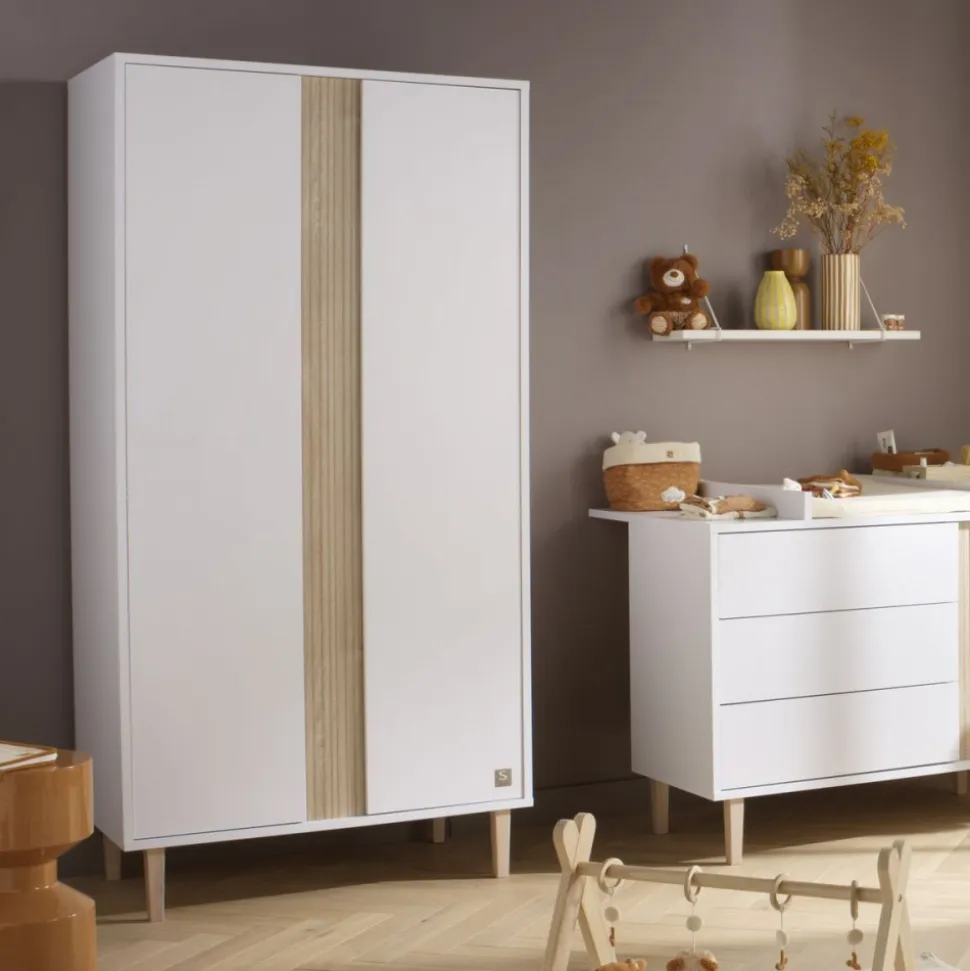 Chambre bébé trio lit 60x120cm + commode 3 tiroirs + armoire paloma